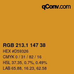 カラーコード: RGB 213.1 147 38 | qconv.com