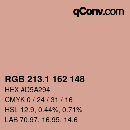 カラーコード: RGB 213.1 162 148 | qconv.com