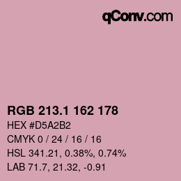 カラーコード: RGB 213.1 162 178 | qconv.com