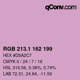カラーコード: RGB 213.1 162 199 | qconv.com