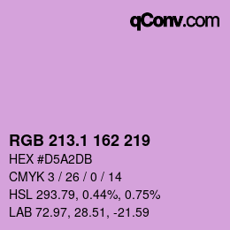 Color code: RGB 213.1 162 219 | qconv.com