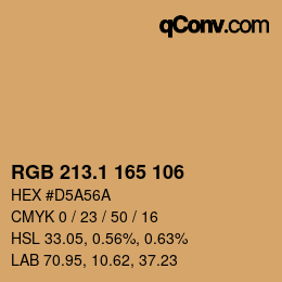 カラーコード: RGB 213.1 165 106 | qconv.com