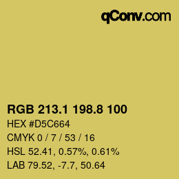 カラーコード: RGB 213.1 198.8 100 | qconv.com