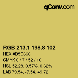 カラーコード: RGB 213.1 198.8 102 | qconv.com