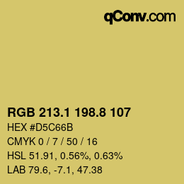 カラーコード: RGB 213.1 198.8 107 | qconv.com