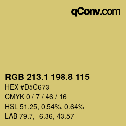 カラーコード: RGB 213.1 198.8 115 | qconv.com