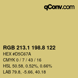 Color code: RGB 213.1 198.8 122 | qconv.com