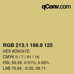 カラーコード: RGB 213.1 198.8 125 | qconv.com