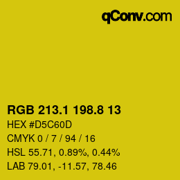 カラーコード: RGB 213.1 198.8 13 | qconv.com