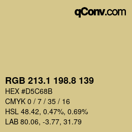 Color code: RGB 213.1 198.8 139 | qconv.com
