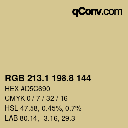 Color code: RGB 213.1 198.8 144 | qconv.com