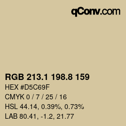 カラーコード: RGB 213.1 198.8 159 | qconv.com