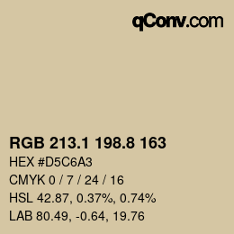 Color code: RGB 213.1 198.8 163 | qconv.com