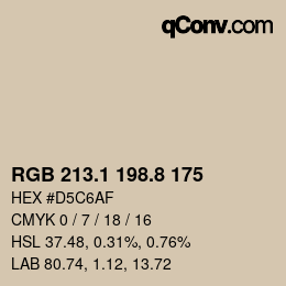 Color code: RGB 213.1 198.8 175 | qconv.com
