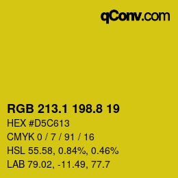 カラーコード: RGB 213.1 198.8 19 | qconv.com