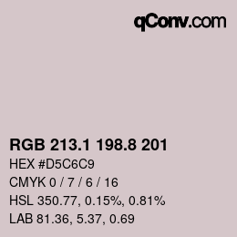 Color code: RGB 213.1 198.8 201 | qconv.com
