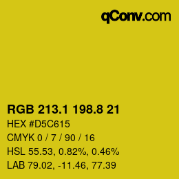 カラーコード: RGB 213.1 198.8 21 | qconv.com