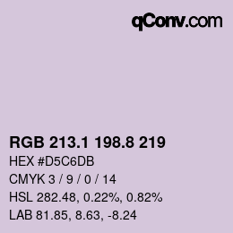 Color code: RGB 213.1 198.8 219 | qconv.com