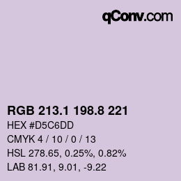 Color code: RGB 213.1 198.8 221 | qconv.com