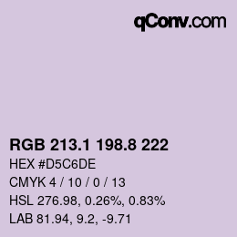 Color code: RGB 213.1 198.8 222 | qconv.com