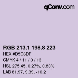 カラーコード: RGB 213.1 198.8 223 | qconv.com