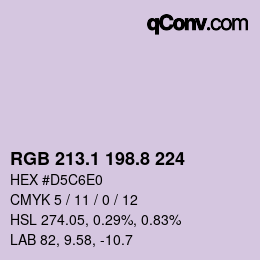 Color code: RGB 213.1 198.8 224 | qconv.com