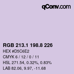 Color code: RGB 213.1 198.8 226 | qconv.com