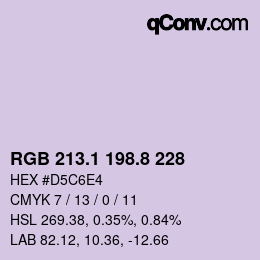 カラーコード: RGB 213.1 198.8 228 | qconv.com