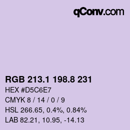 Color code: RGB 213.1 198.8 231 | qconv.com