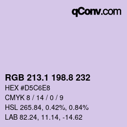 カラーコード: RGB 213.1 198.8 232 | qconv.com