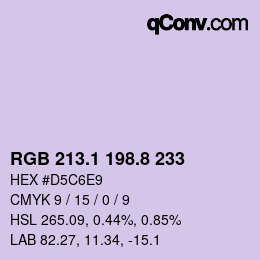 Color code: RGB 213.1 198.8 233 | qconv.com