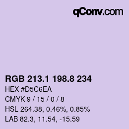 Color code: RGB 213.1 198.8 234 | qconv.com