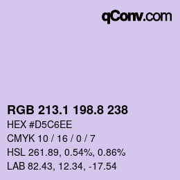 Código de color: RGB 213.1 198.8 238 | qconv.com