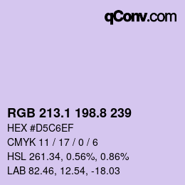 Color code: RGB 213.1 198.8 239 | qconv.com