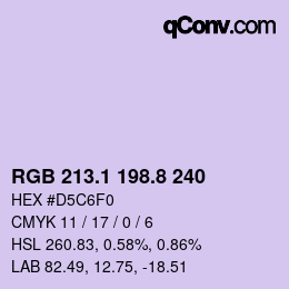Color code: RGB 213.1 198.8 240 | qconv.com