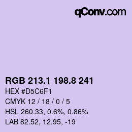 カラーコード: RGB 213.1 198.8 241 | qconv.com