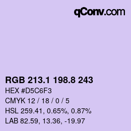 Color code: RGB 213.1 198.8 243 | qconv.com