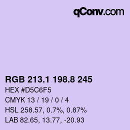 Color code: RGB 213.1 198.8 245 | qconv.com