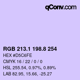 カラーコード: RGB 213.1 198.8 254 | qconv.com
