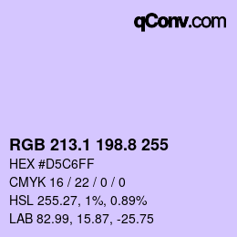 Color code: RGB 213.1 198.8 255 | qconv.com