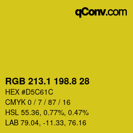カラーコード: RGB 213.1 198.8 28 | qconv.com