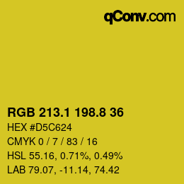 カラーコード: RGB 213.1 198.8 36 | qconv.com