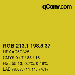 カラーコード: RGB 213.1 198.8 37 | qconv.com