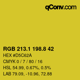カラーコード: RGB 213.1 198.8 42 | qconv.com