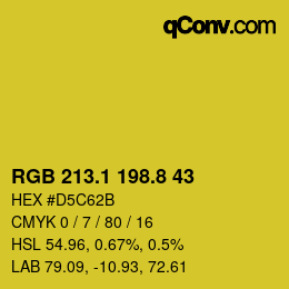 カラーコード: RGB 213.1 198.8 43 | qconv.com