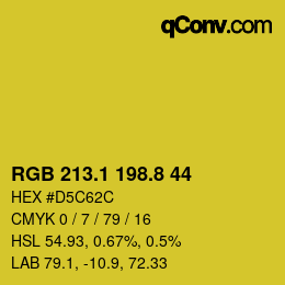 カラーコード: RGB 213.1 198.8 44 | qconv.com