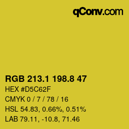 カラーコード: RGB 213.1 198.8 47 | qconv.com