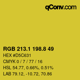 カラーコード: RGB 213.1 198.8 49 | qconv.com