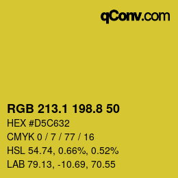 カラーコード: RGB 213.1 198.8 50 | qconv.com