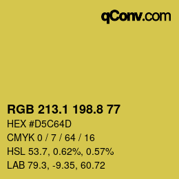 カラーコード: RGB 213.1 198.8 77 | qconv.com